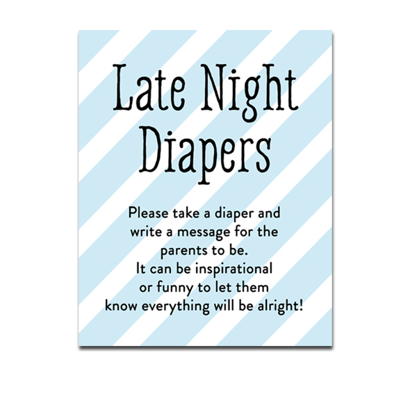 Printable Baby Shower Late Night Diapers Boy