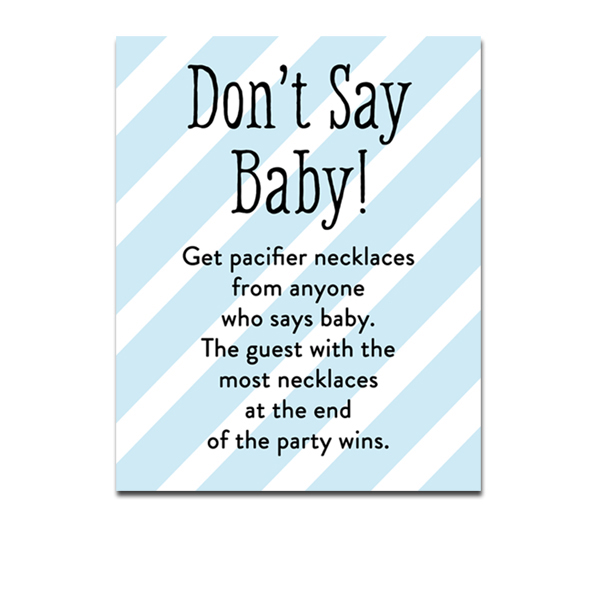 Baby Shower Blue White Stripes Baby Boy - Game Don't Say Baby - Instant ...