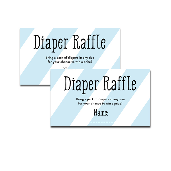 Baby Shower Blue White Stripes Baby Boy Insert Diaper Raffle Ticket