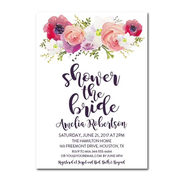 Editable PDF Bridal Shower Invitation DIY - Shower the Bride Purple ...