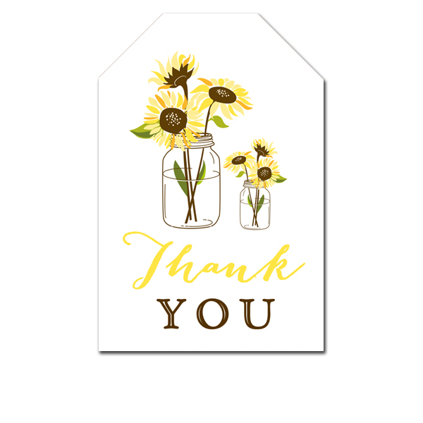 Thank You Tags - Summer Yellow Rustic Sunflowers - Favor Tags Wedding ...