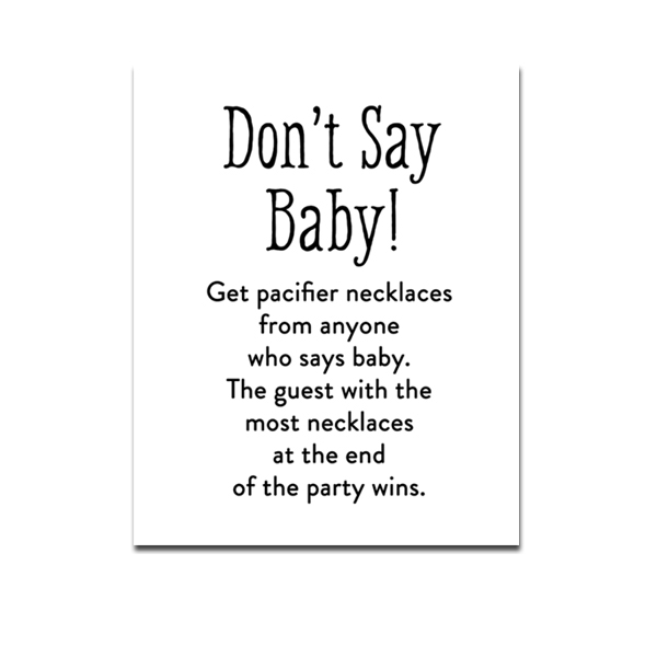 Baby Shower Black White Simple Game Don't Say Baby Instant Download