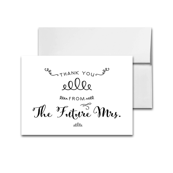 Wedding Card Doodle Black and White Bridal Shower Thank You Card Thank You From the Future Mrs