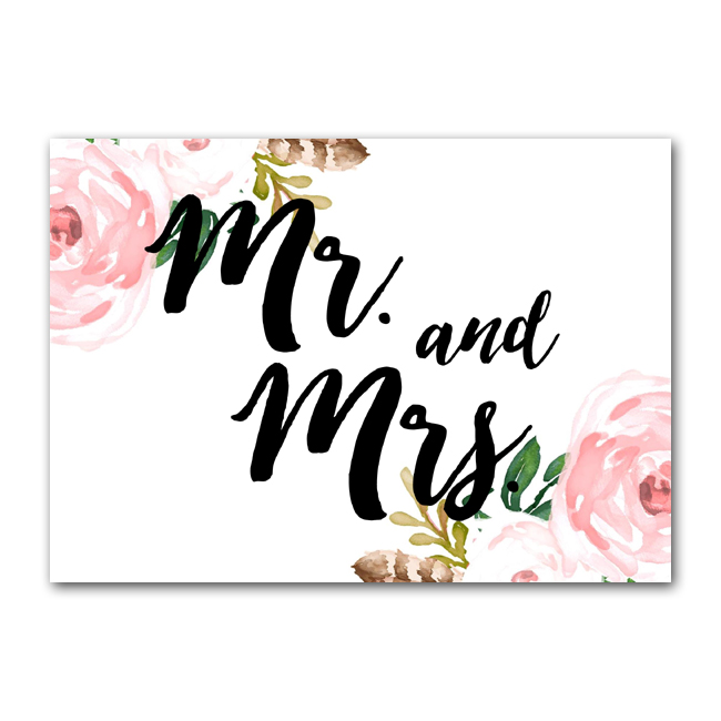 Wedding Sign Flowers Mr. and Mrs. Instant Download Printable Style 5 5x7 Instant
