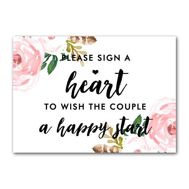 Wedding Sign Flowers Sign a Heart Instant Download Printable