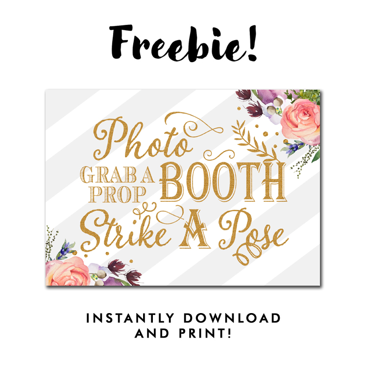 Free Wedding Sign - Photo Booth Grab a Prop Strike a Pose - Gray ...
