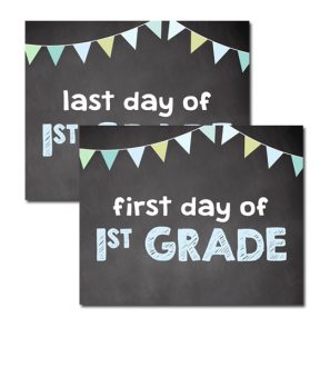 School 1st Day of 2nd Grade, Last Day of 2nd Grade Chalkboard Printable ...