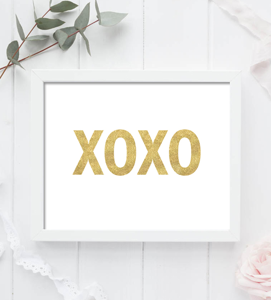 Home Decor XOXO White Gold Glitter Instant Download Printable Market