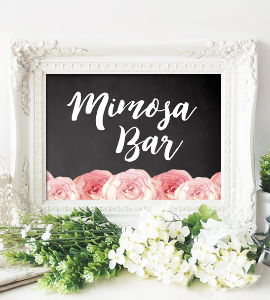 Rustic Chalkboard Floral Wedding Sign Mimosa Bar Printable Instant