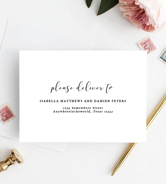 Editable A7 Invitation Envelope Address Template - Please Deliver To