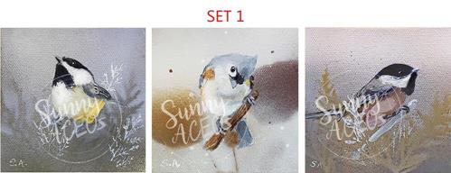 "BIRDS LUXE NOTE CARDS, SET 1" a fine art Print by Linda Heitzman