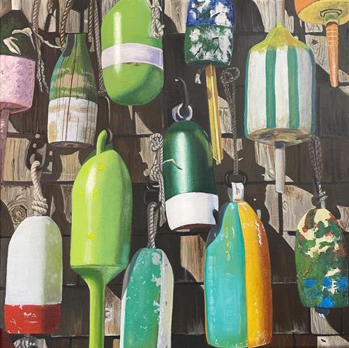 "Green Lobster Buoys" a fine art Print by Nicole Sorum