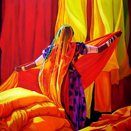 "Drying Saris, Radjastan India" a fine art Print by Caroline Canessa