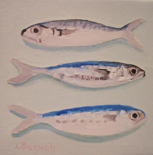 "Three Sardine Series One" a fine art Print by Jennifer Boswell