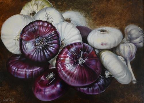 "Red and white onions" a fine art Print by  Lukian