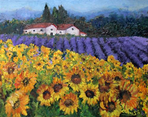 "Lavender and sunflowers" a fine art Print by Olesya Sytnyk