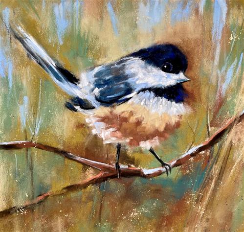 "Chickadee on a Branch" a fine art Print by Donna Theresa