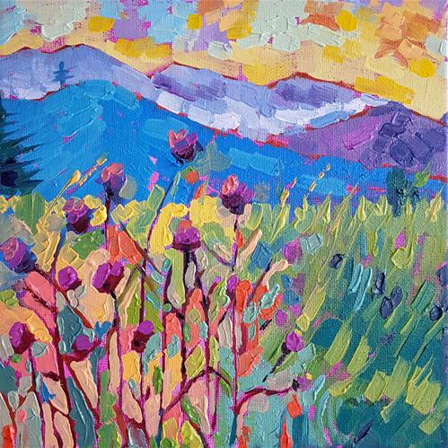 "Thistle Dance II Gloss Print" a fine art Print by Bhavna Misra