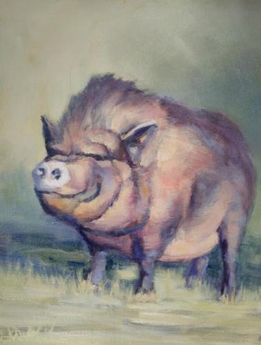 "Happy Pig" a fine art Print by Karen Powell