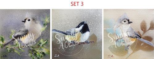 "BIRDS LUXE NOTE CARDS, SET 3" a fine art Print by Linda Heitzman