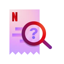 bullet_payment_unexpectedcharges_en.webp Magnifying glass on Netflix receipt, for billing inquiry