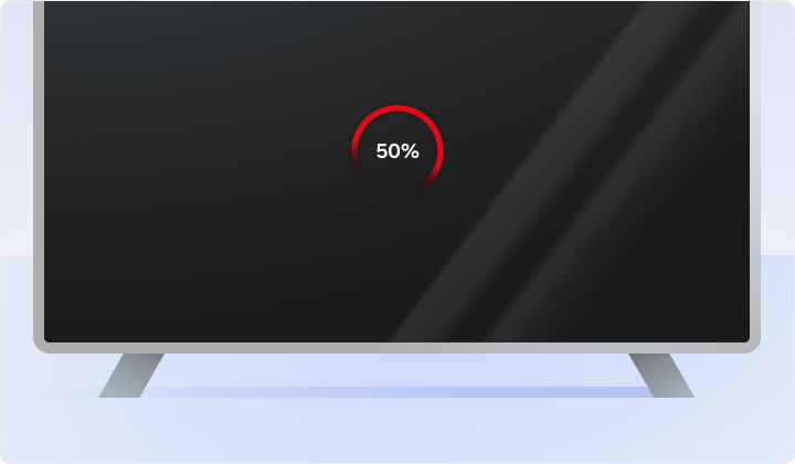 instructional-household-reload-en.webp TV screen showing a loading circle at 50%.