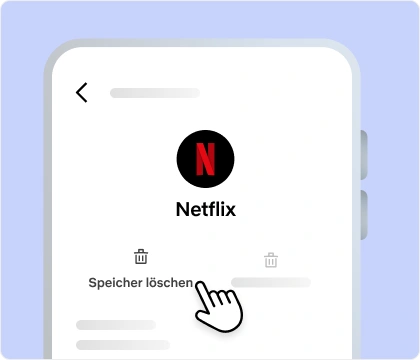ui-clear-storage-android Auf dem Android-Smartphone angetippte Schaltfläche „Speicher löschen“ für Netflix.