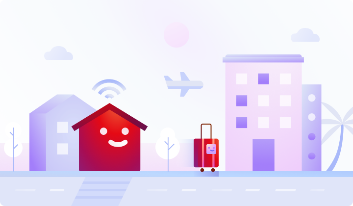 editorial-netflix-outside-home-en Netflix household and a suitcase showing you can stream when away.