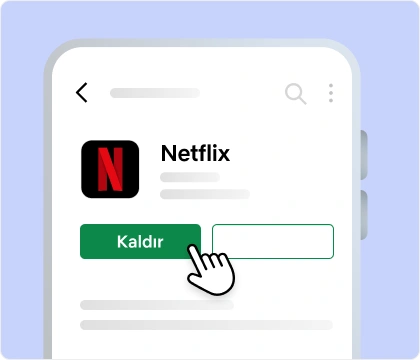 ui-uninstall-app-android Android telefonda Netflix için “Kaldır” düğmesine dokunan bir parmak.