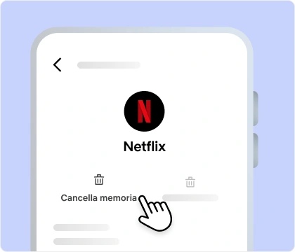 ui-clear-storage-android Pulsante "Cancella memoria" per Netflix premuto su smartphone Android.