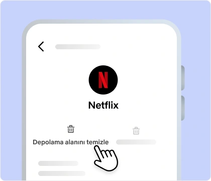 ui-clear-storage-android Android telefonda Netflix için “Depolama alanını temizle” düğmesine dokunan bir parmak.