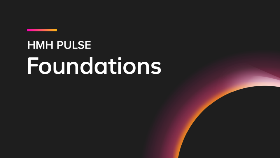 Text HMH Pulse Foundations with a solar sunburst black and red