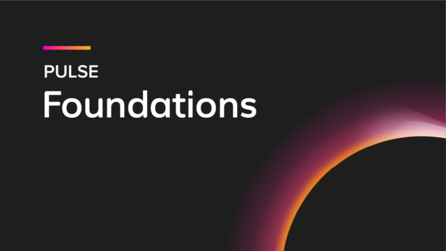Text HMH Pulse Foundations with a solar sunburst black and red