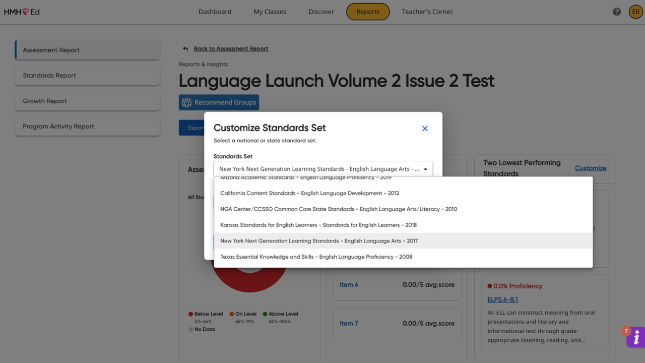 Screenshot of English 3D standards filtering and customization options.