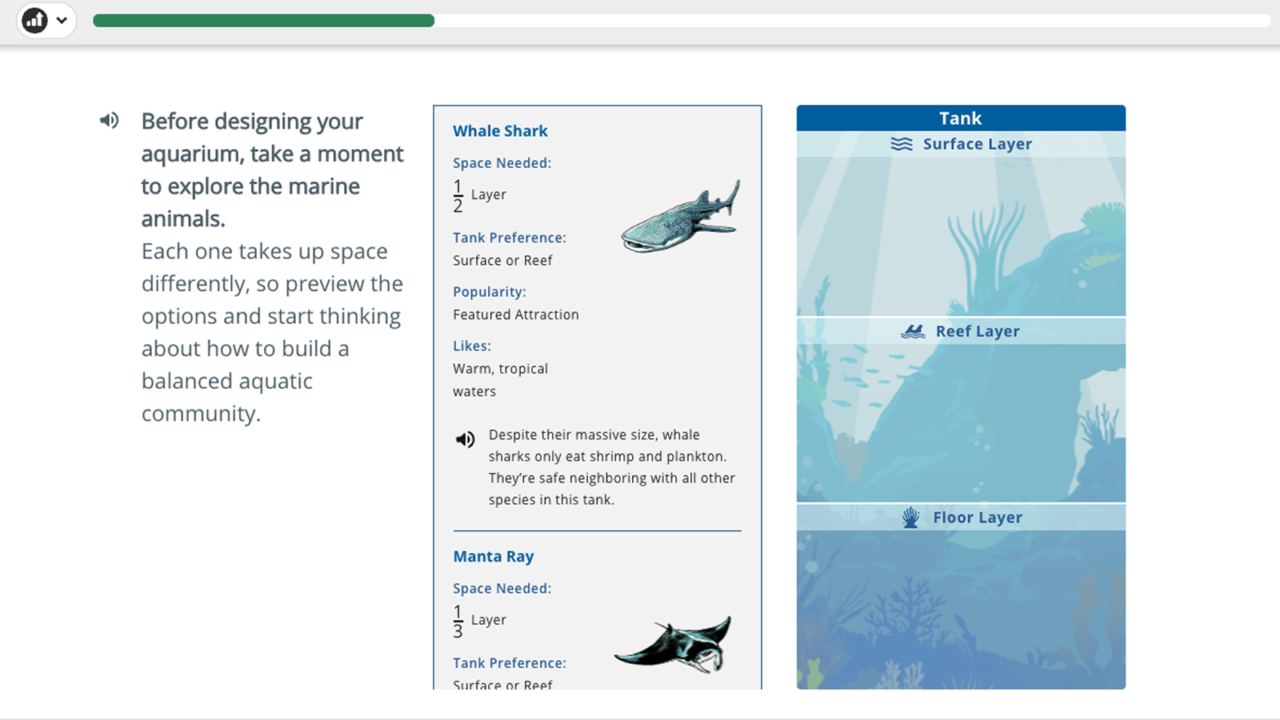 Math 180 aquarium simulation for designing the tank’s surface layer.