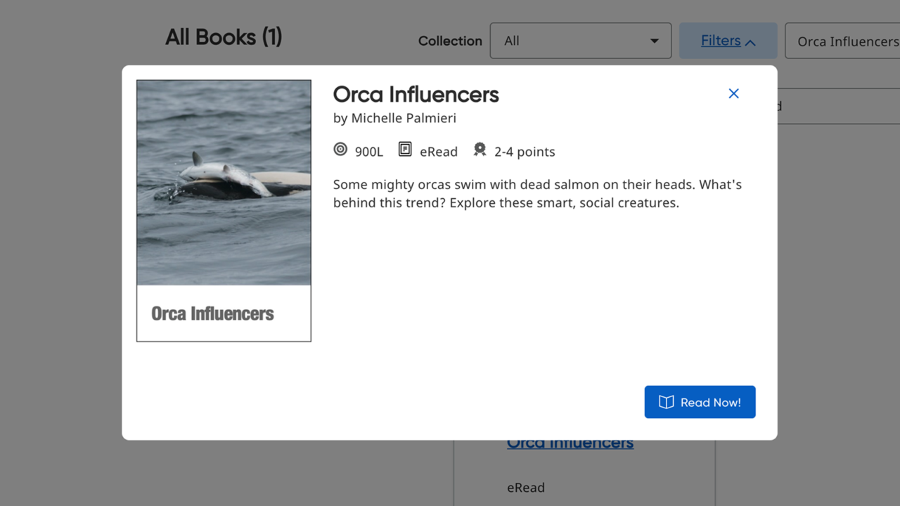 Orca Influencers eRead detail view.