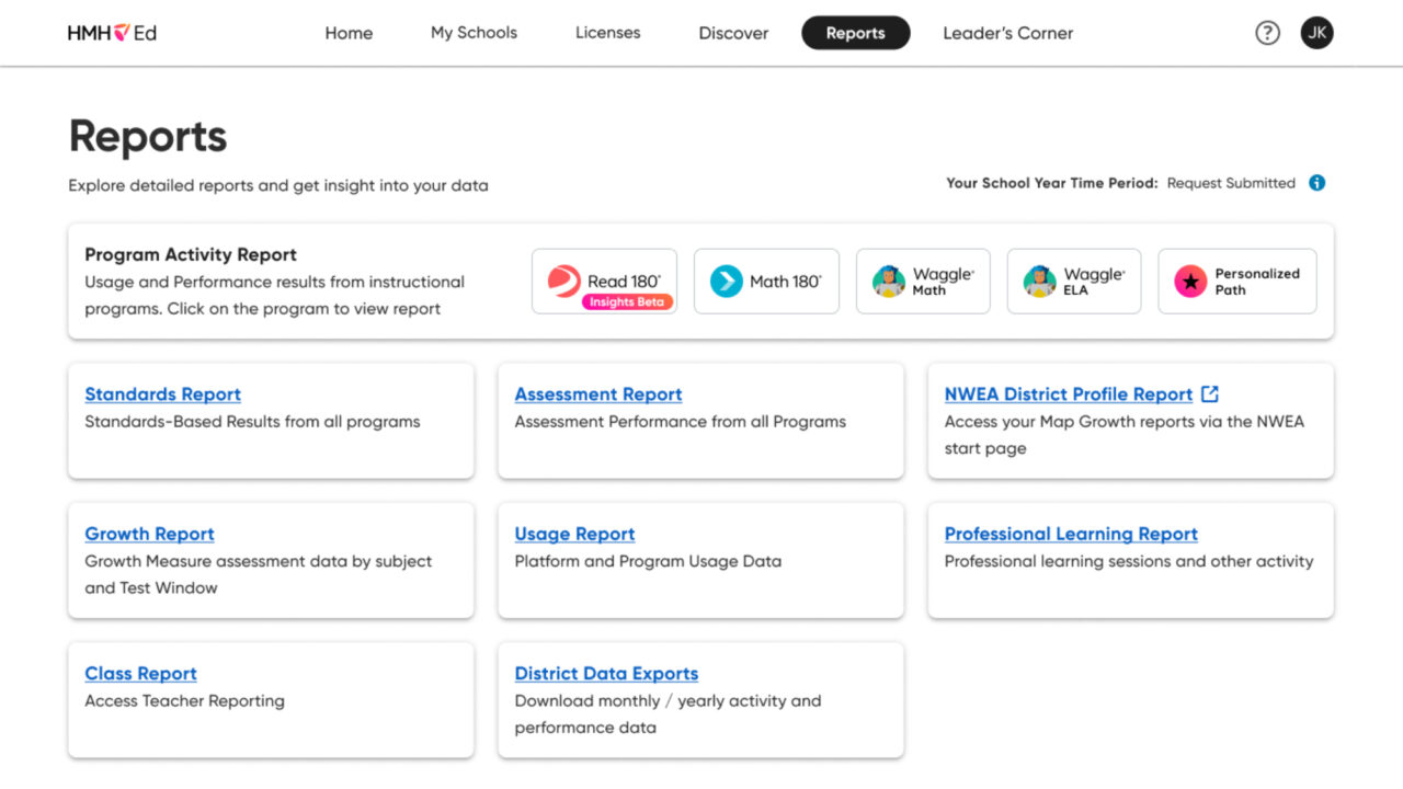 Admin Reporting Landing Page on Ed