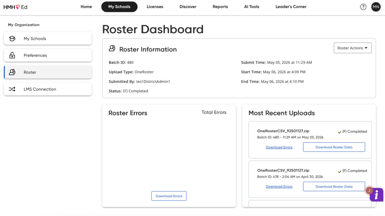 Roster Dashboard