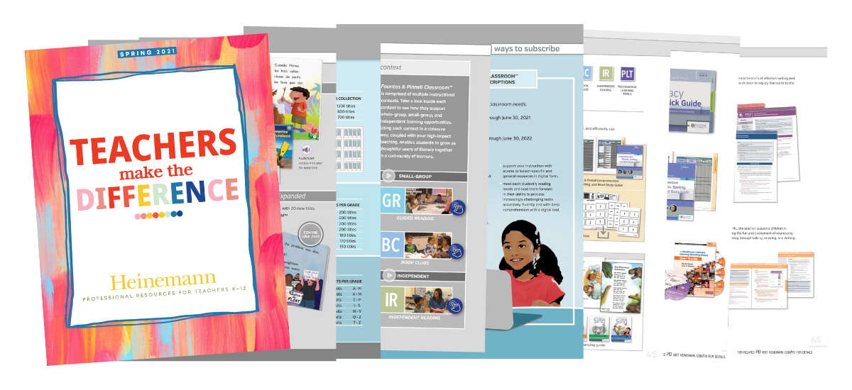 Spring 2021 Fountas and Pinnell Catalog Pages Graphic for Whats New Blog