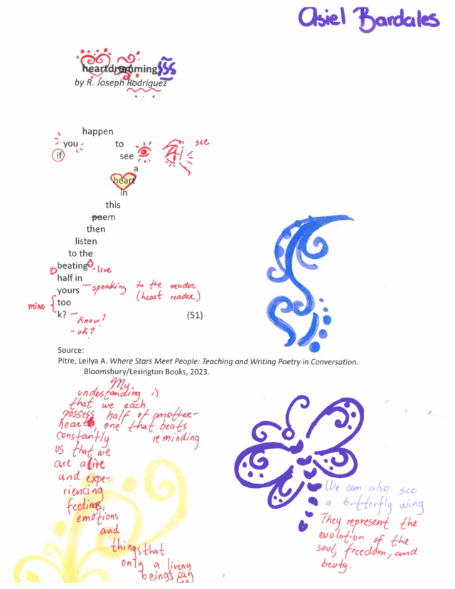 Asiel Bardales annotation of 'heartdrumming'