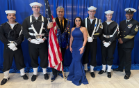 Shefik, Bella Levy, Master Chief Amaury Ponciano, and United States Navy Color Guard