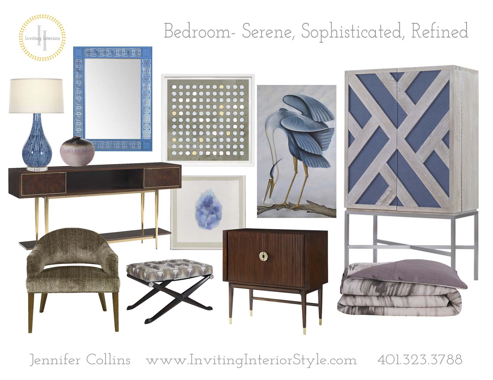 Bedroom Serene Sophisticated Refined Moodboard