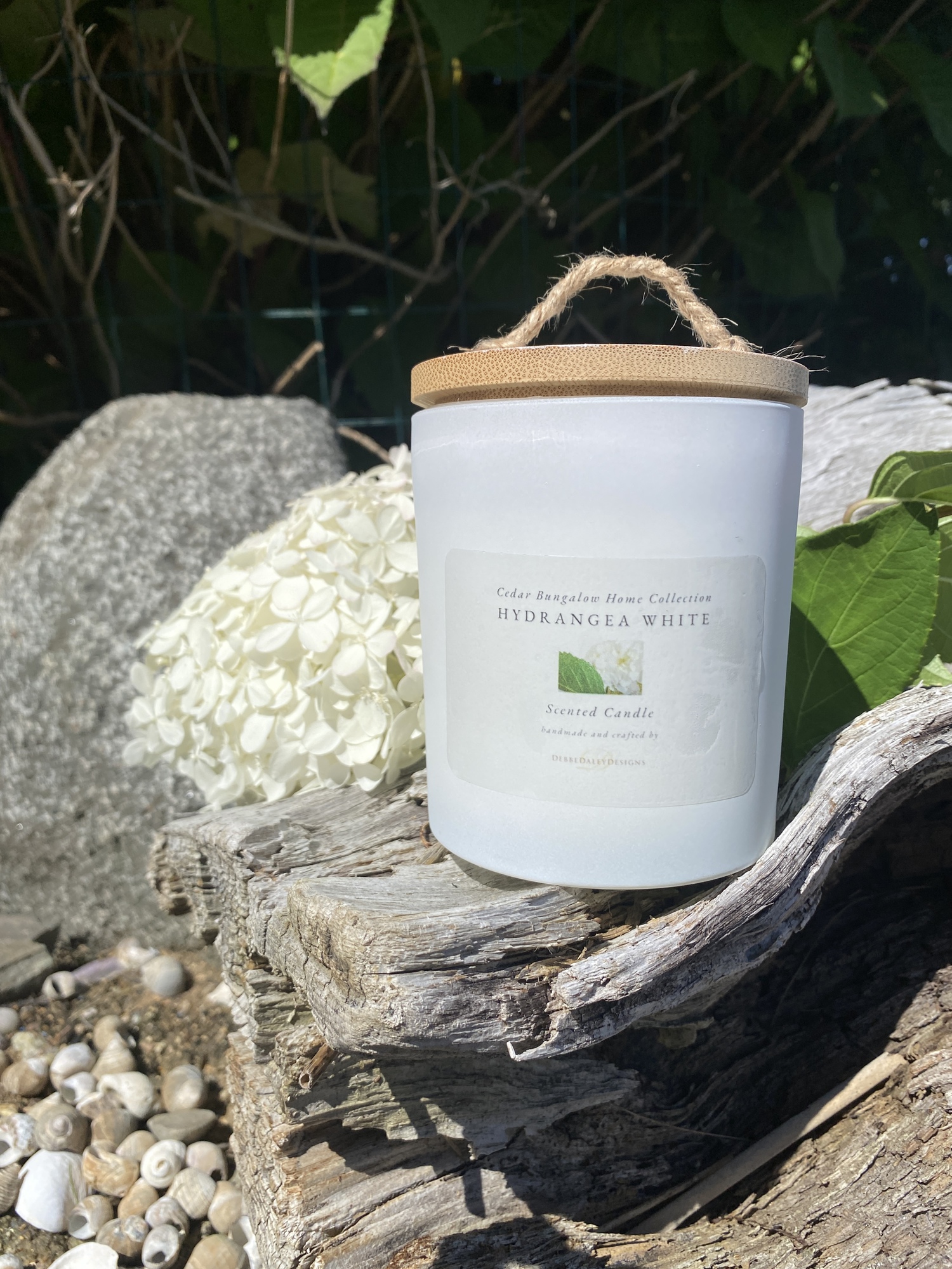 Hydrangea White Candle part of the Cedar Bungalow Home Collection