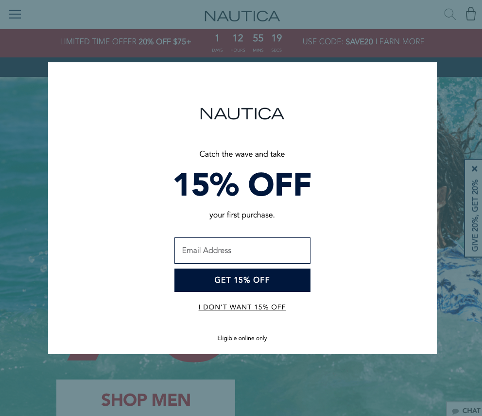 nautica 覆蓋式訂閱表單