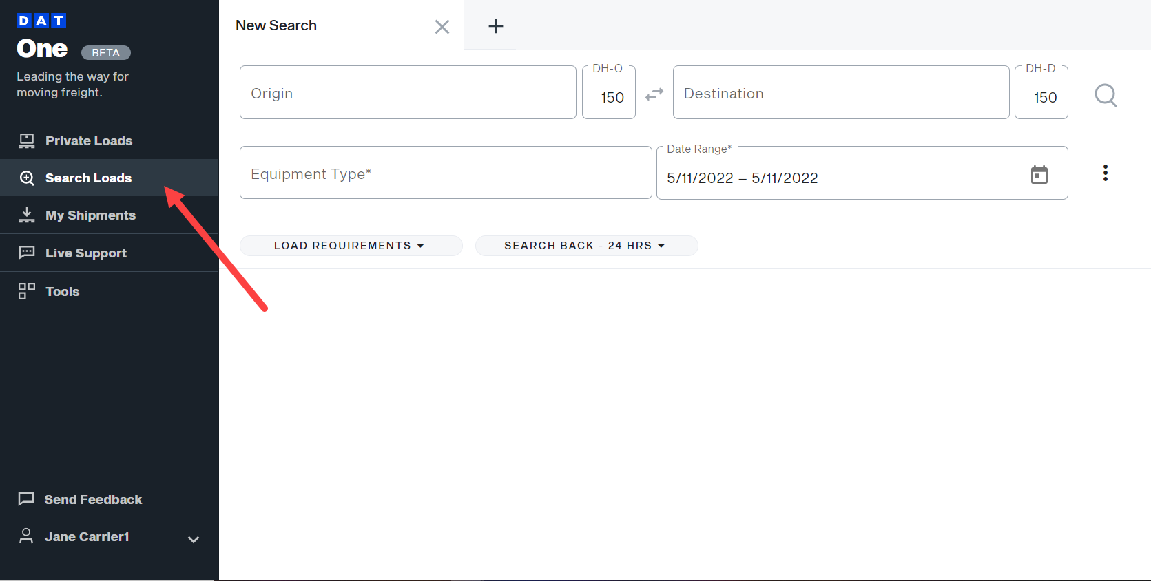 Buscar ¿Cómo buscar cargas? to DAT One Help Center