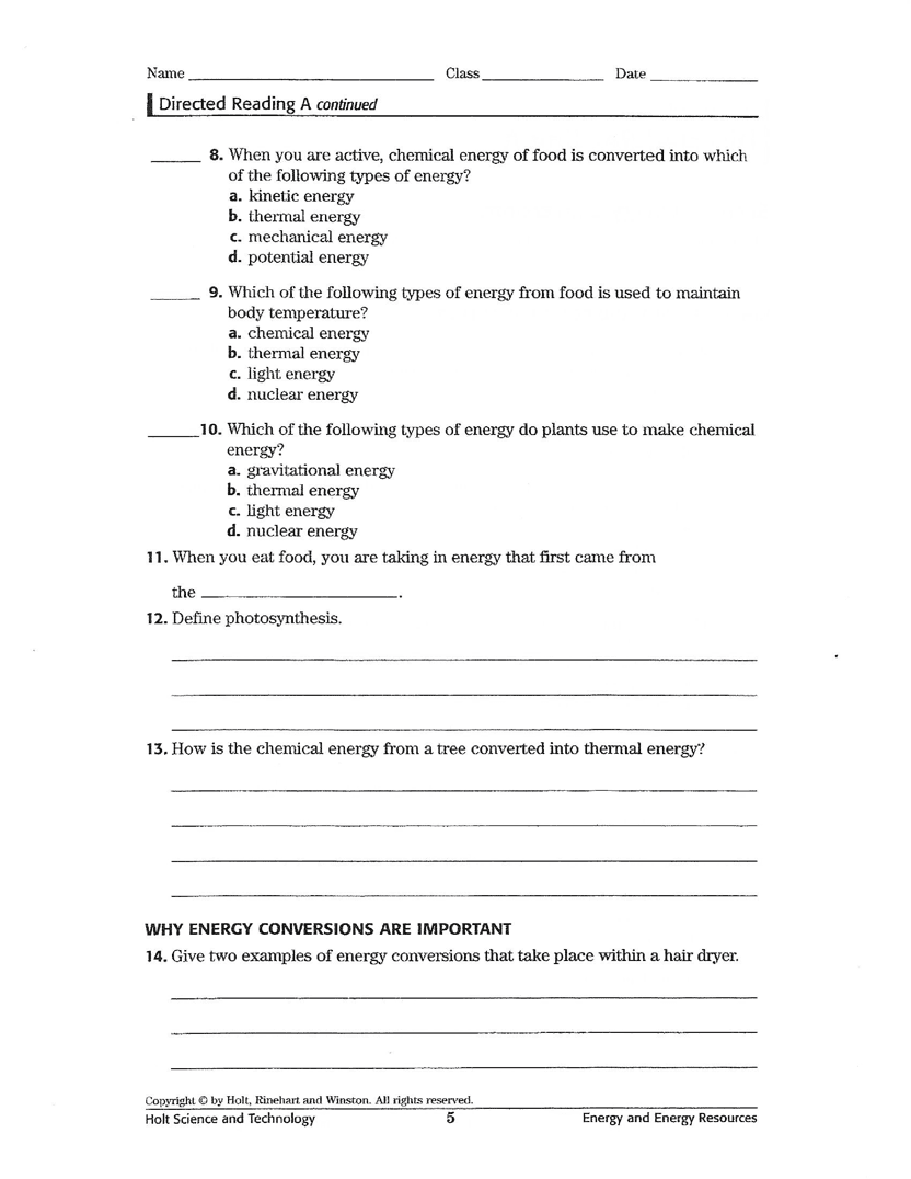 Energy Conversions Worksheet - Craig Fisher | Library | Formative