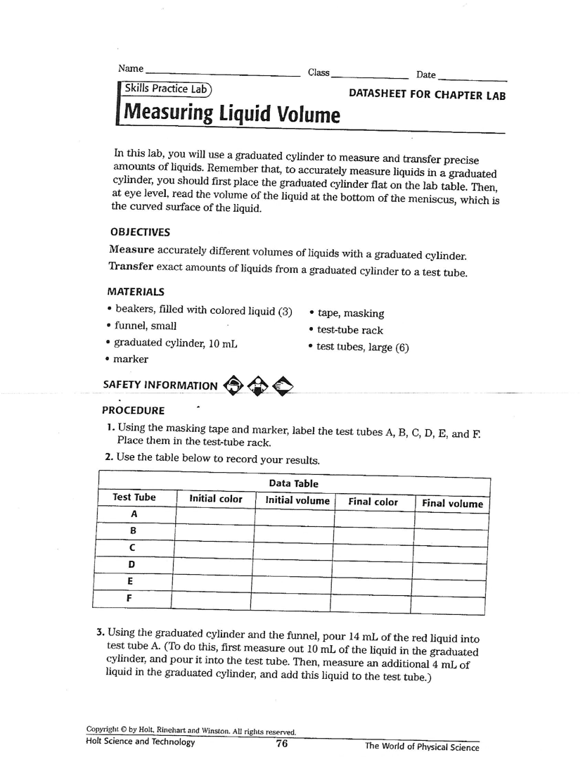 Measuring Liquid Volume Lab Craig Fisher Library Formative