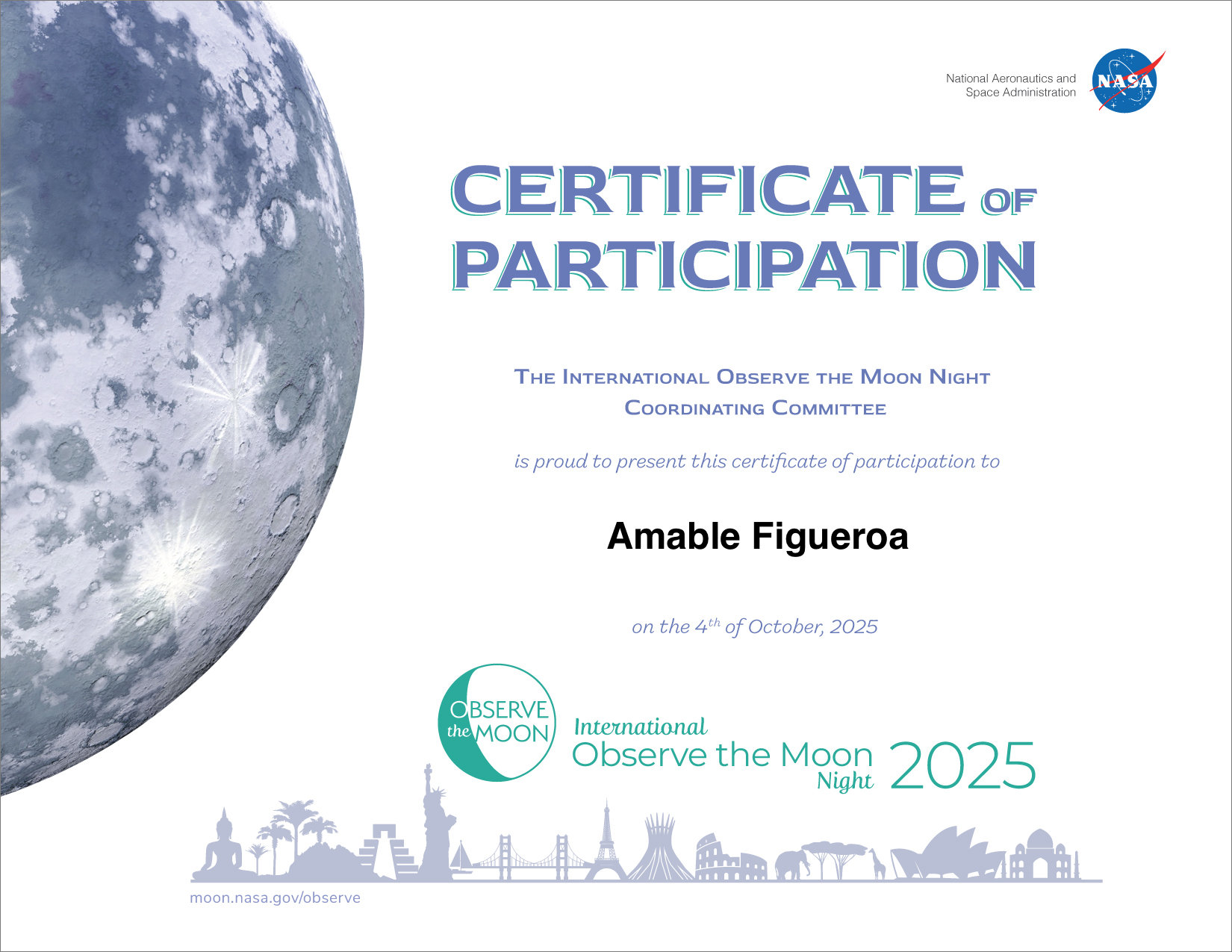 Certificate of Participation for Amable Figueroa
