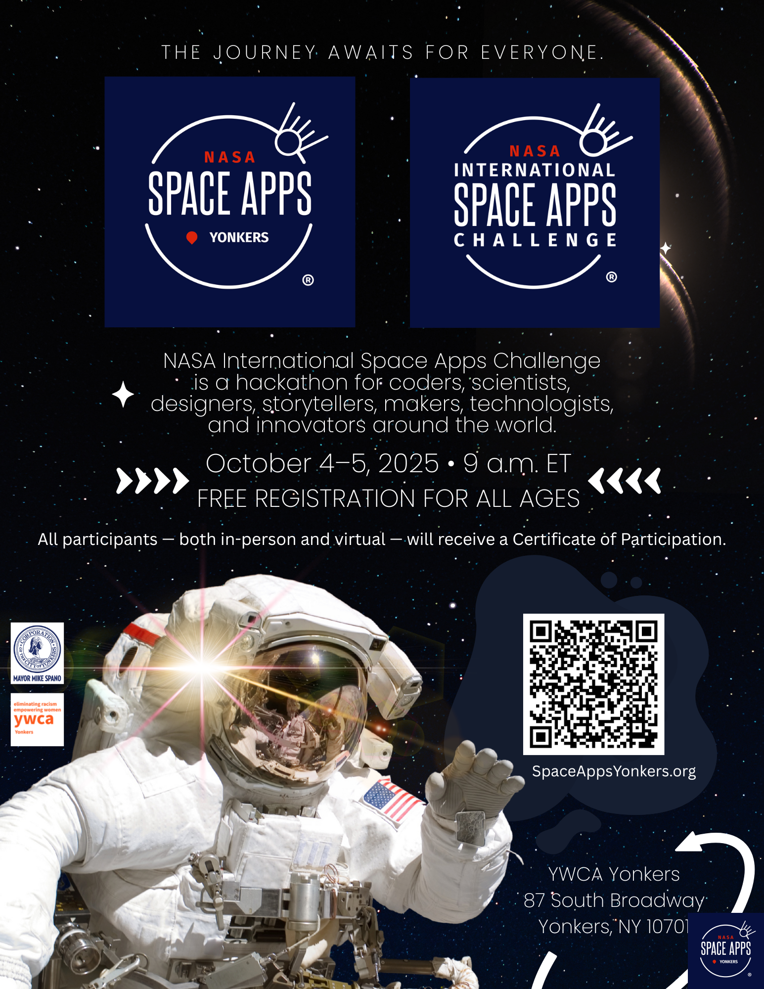 NASA Space Apps Yonkers - Announcement 1 - Flyer Portrait (8.5x11)