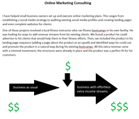 Online marketing consulting and upsells